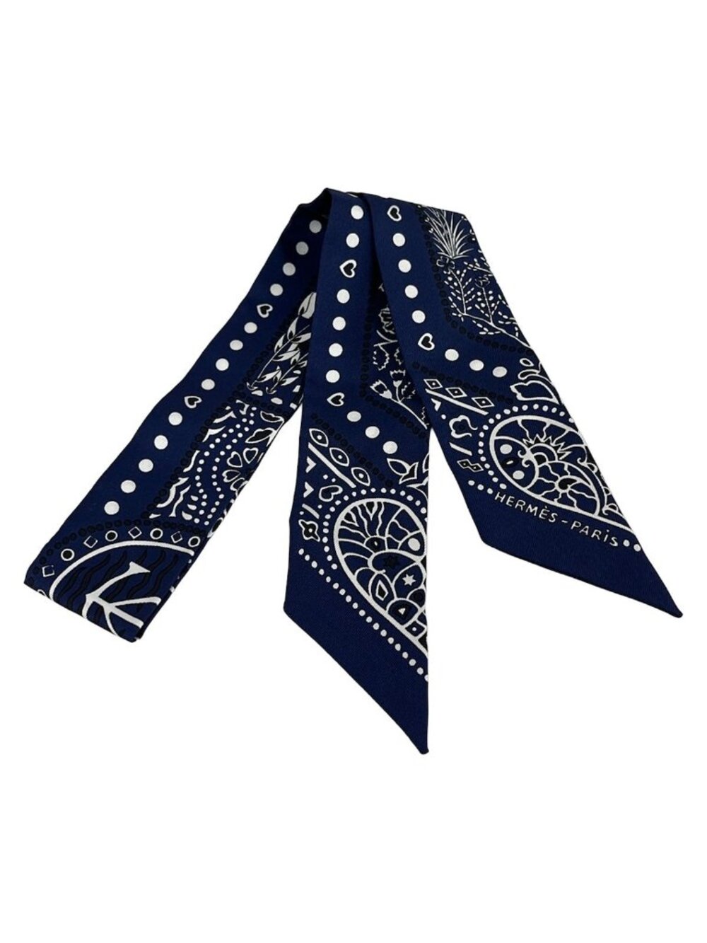 Hermes Scarf Twilly Navy White Black Entre Ciel Et Mer Same